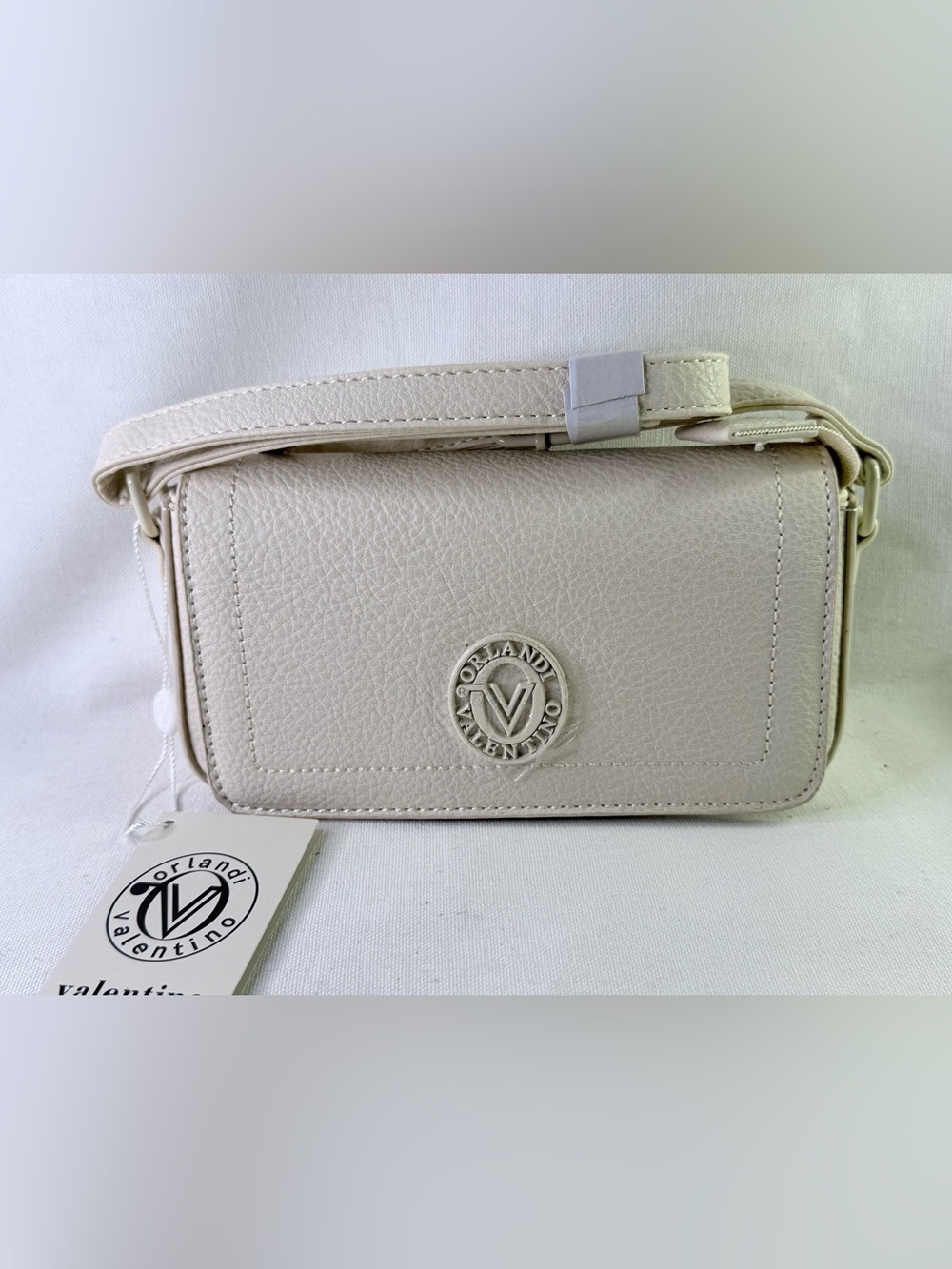 Ivory Valentino Orlandi Crossbody Bag with matching Hardware V-3033